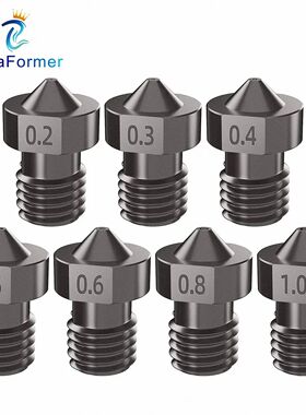 V6 Nozzle Hardened Steel 0.2/0.4/0.6/0.8/1mm 1.75mm Filament