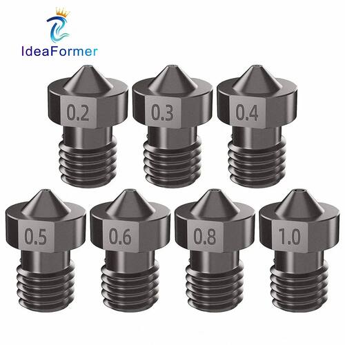 V6 Nozzle Hardened Steel 0.2/0.4/0.6/0.8/1mm 1.75mm Filament