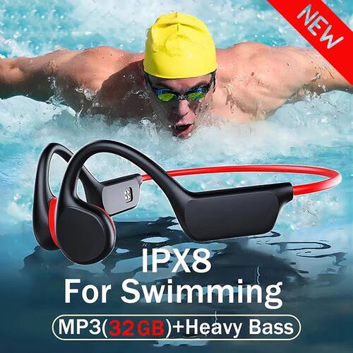 True Bone Conduction Headset IPX8 32GB Bluetooth 5.3 Wireles