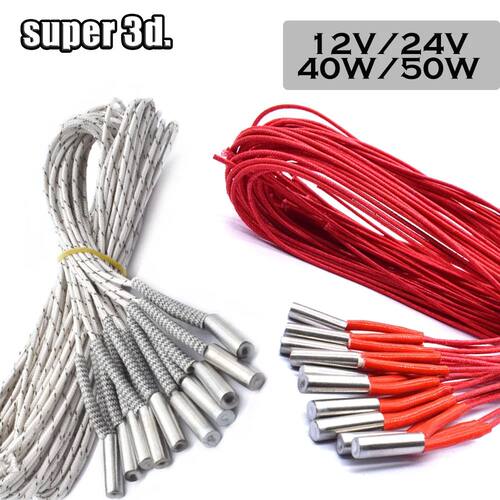 12V/24V 40W 50W Ceramic Cartridge Heater 6*20mm 1M /2M Cable