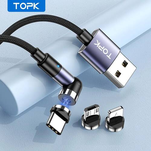 TOPK Magnetic Charging 3 in 1 Cable 540 Rotating Micro USB T
