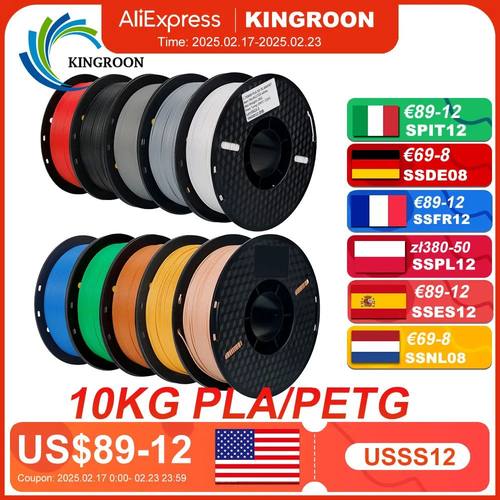 KINGROON 22LBS PETG PLA filament 3D Printer Filament 10 Roll