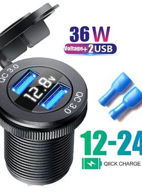 Usb charging socket Voltmeter digital usb c qc3.0 12v adapte