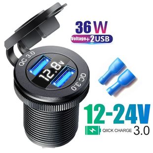 Usb charging socket Voltmeter digital usb c qc3.0 12v adapte