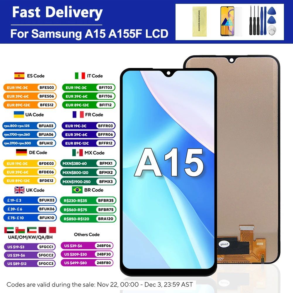 6.5'' Tested A15 4G SM-A155F Display Screen, for Samsung A15
