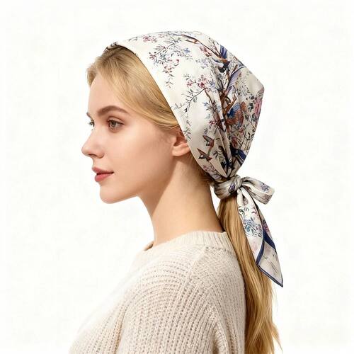 68cm Fresh Floral Scarf Women's Autumn and Winter Polyester