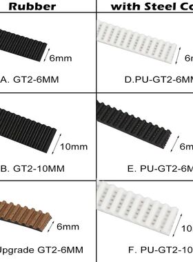 Rubber / PU with Steel Core Gt2 Belt GT2 Timing Belt 6mm / 1