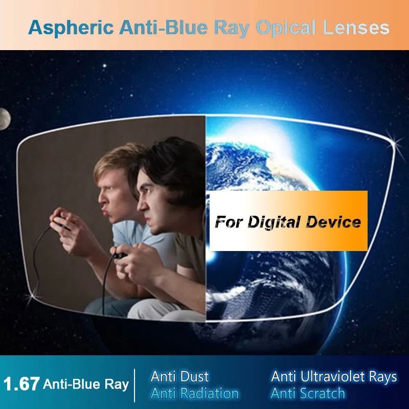 1.67 Anti-Blue Ray Single Vision Men and Women Optical Lense
