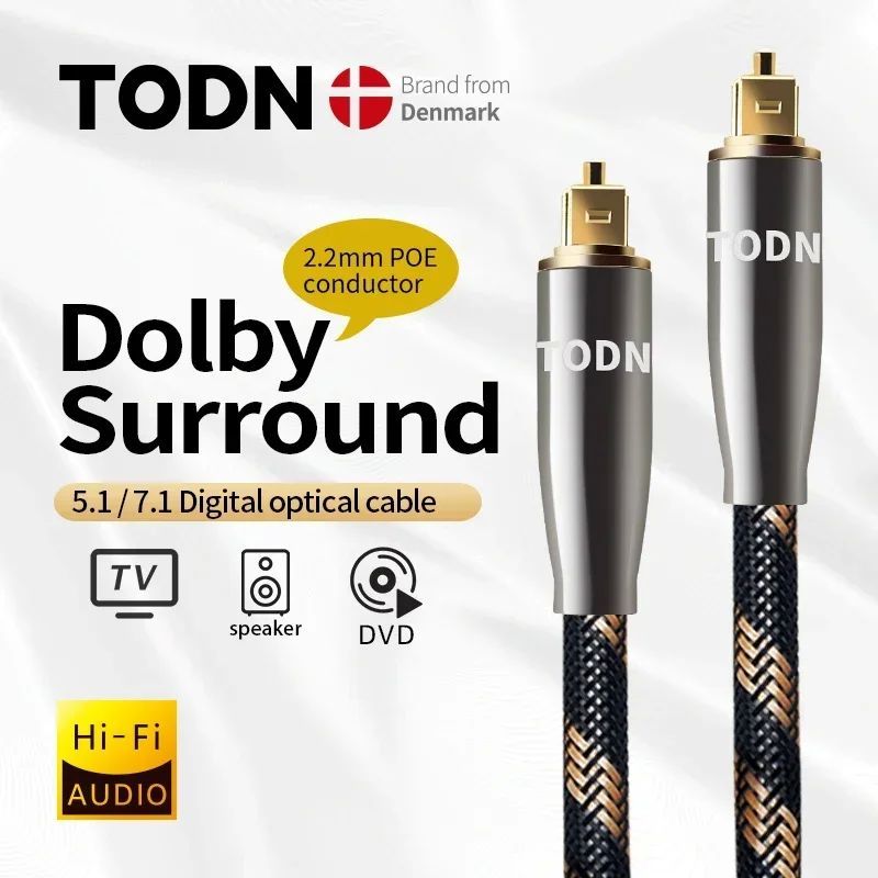 TODN Digital Optical Audio Toslink Cable Hi-end Fiber Optic