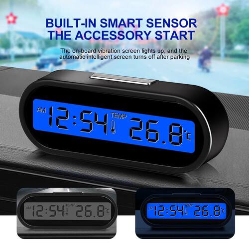 Car Clock Digital Thermometer Time Watch 2 In 1 Auto Clocks