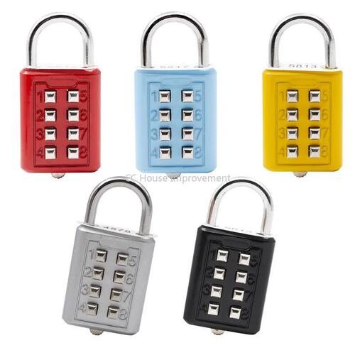 4 Digit  Push Button Combination Padlock Multiple colors Num