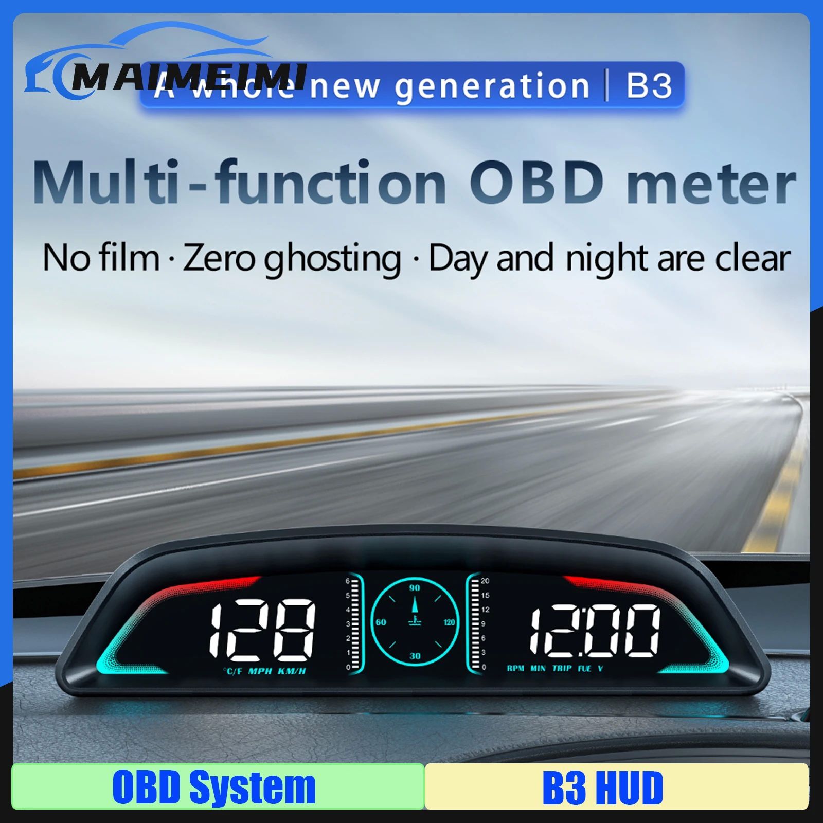 B3 Head Up Display OBD2 Smart Car HUD Digital Speedometer Se