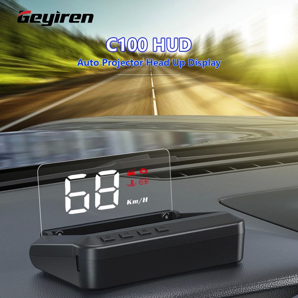 GEYIREN C100 OBD2 HUD Head Up Display Car Speedometer Fuel C