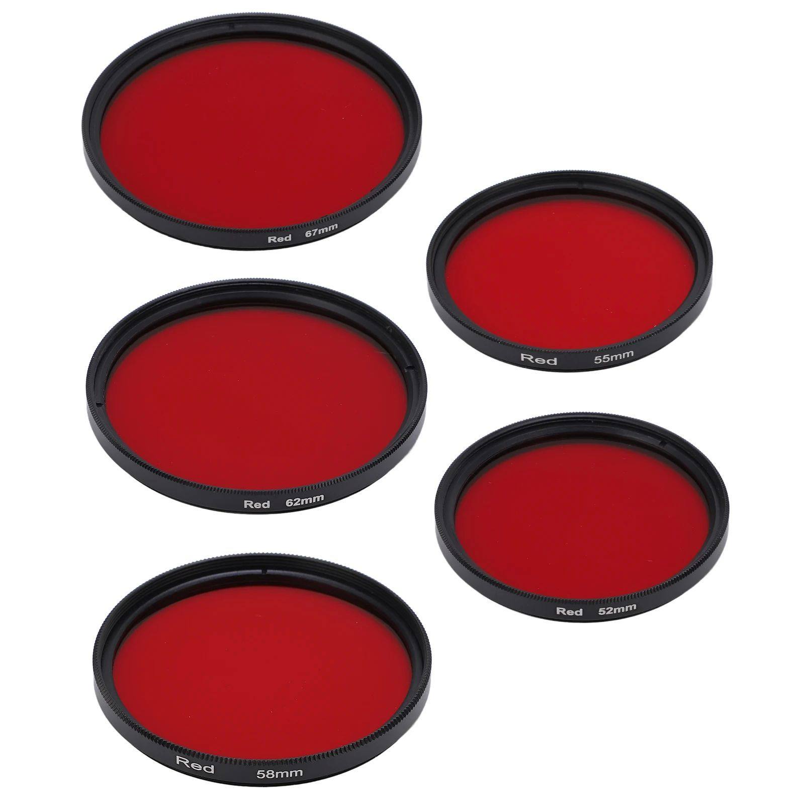 52/55/58/62/67mm Threaded Camera Lens Filter Full Red Color