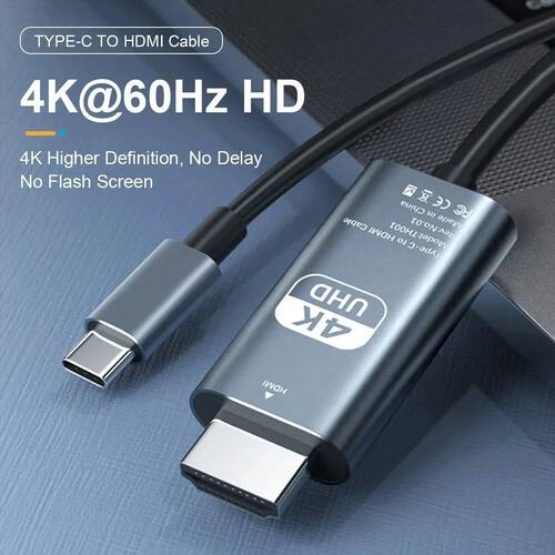 4K 60Hz HD Video Conversion Cable Typec To Hdmi Same Screen