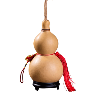 文玩天然真木镶开口大小葫芦摆件挂件空心镇家居宅胡芦带龙头横梁