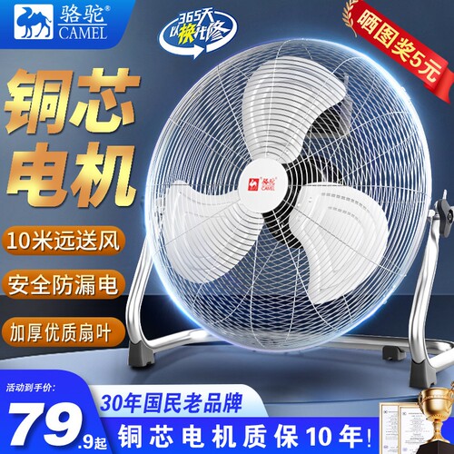 骆驼电风扇强力大功率工业风扇落
