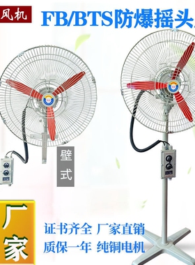 防爆摇头扇FB/BTS-500落地式600扇220V牛角扇380V壁式750工业电风