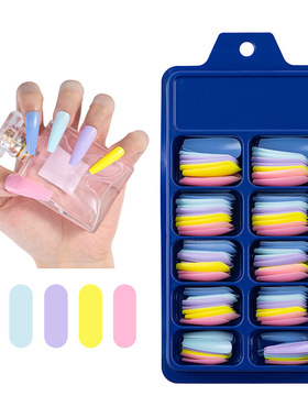 Colorful Fake Acylic Nail Tips Kit Coffin False Nails假甲片