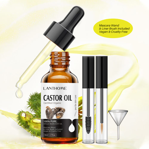 Pure Black Castor Oil Hair Eyebrows Eyelash Growth Serum
