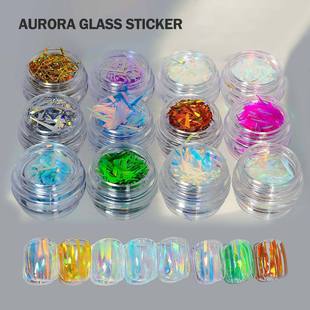 Nail Art Sticker Aurora Laser Paper Colorful Cellophan Glass