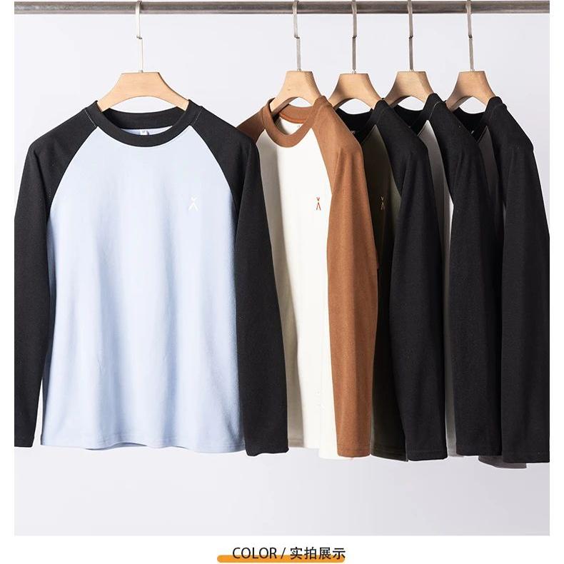 圆领双面磨毛拼色高弹男女T恤