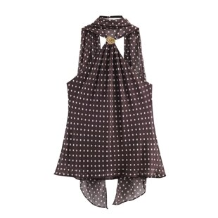 WMXZ春季 挂脖领波点镶饰优雅气质衬衫 上衣女1165 174 1165174新款