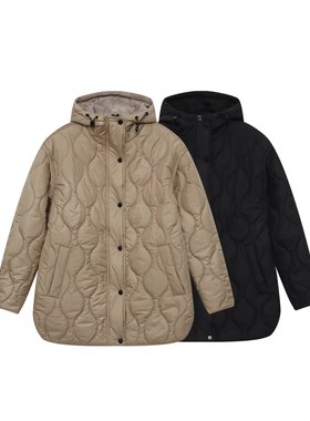 WMXZ秋季8372282新款中长款立领口袋饰连帽防水棉服外套8372/282