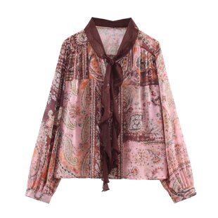 衬衫 WMXZ春季 3564081新款 蝴蝶结领印花百搭长袖 081 女3564