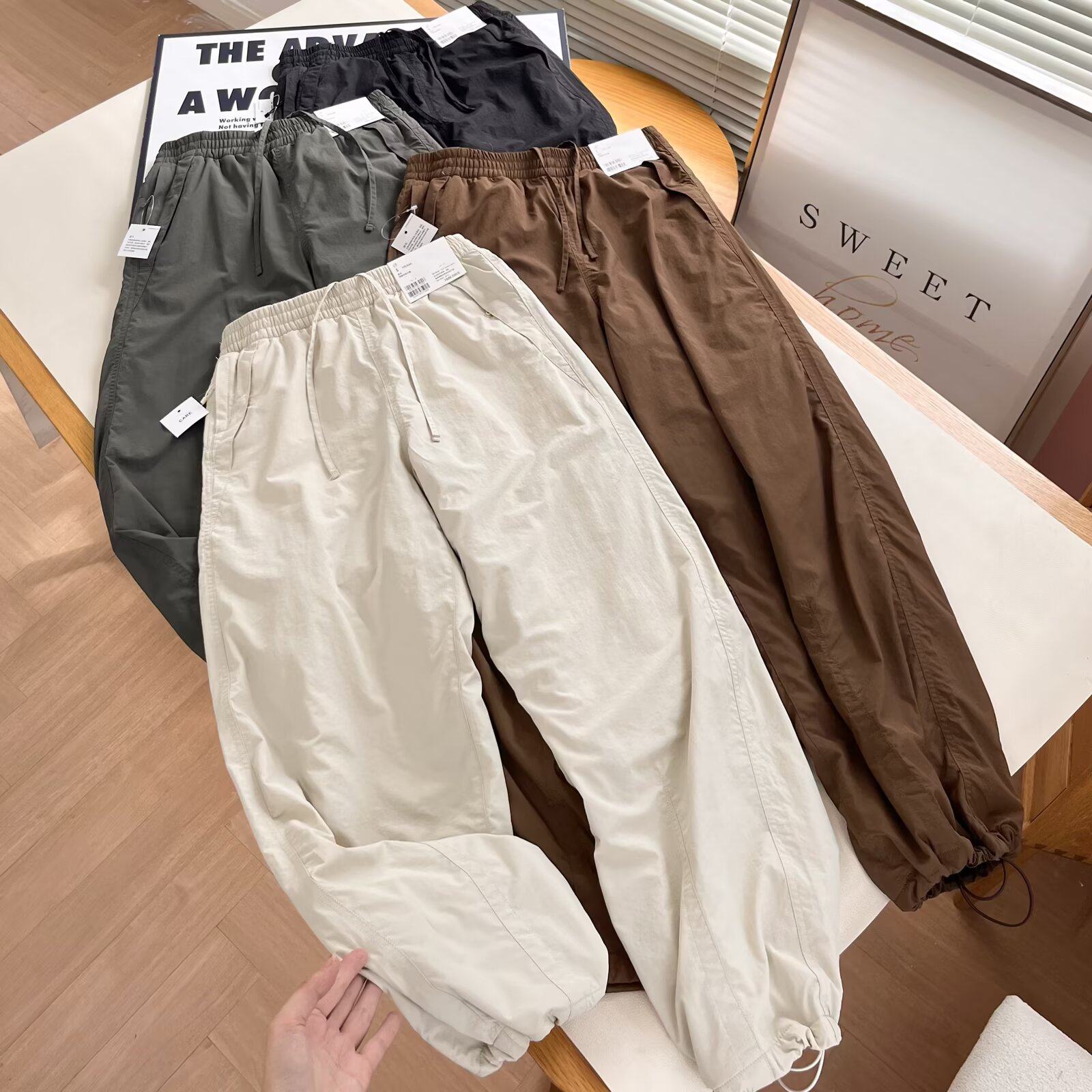 大厂订单！小火炉秋冬加绒宽松阔腿裤长裤直筒休闲伞兵裤479402