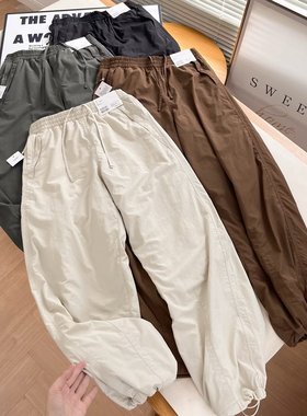 大厂订单！小火炉秋冬加绒宽松阔腿裤长裤直筒休闲伞兵裤479402