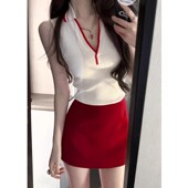 罗纹针织背心0858 WMXZ夏季 315 甜辣风无袖 马球衫 0858315新款 女装