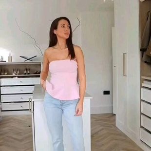 直领露肩短裙式 WMXZ女装 多色选时尚 新品 下摆抹胸上衣4772030 春季