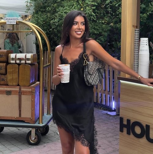 WMXZ夏季新品女装性感风V领无袖丝缎质感蕾丝不对称连衣裙5919200