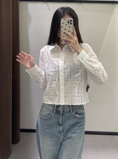 WMXZ春季 翻领排扣饰镂空刺绣休闲百搭衬衫 女2859 699 2859699新款