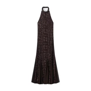 连衣裙 WMXZ春季 海边度假风珠片饰挂脖领露肩长款 女装 1223452 新品