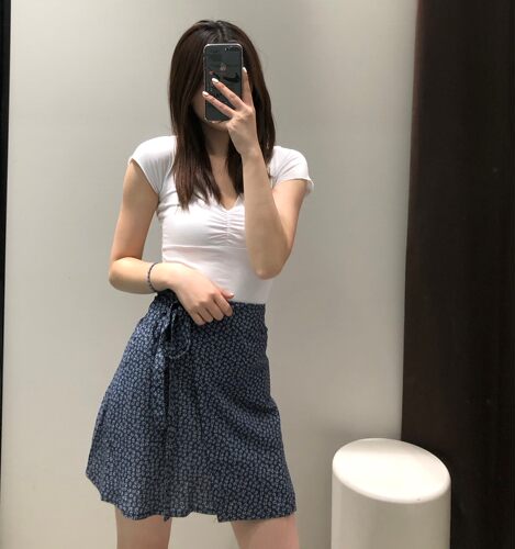wmxz自制美式复古碎花短裙半身裙