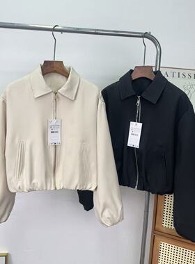 WMXZ秋季2025新款休闲百搭翻领长袖拉链蓬蓬夹克外套8372246