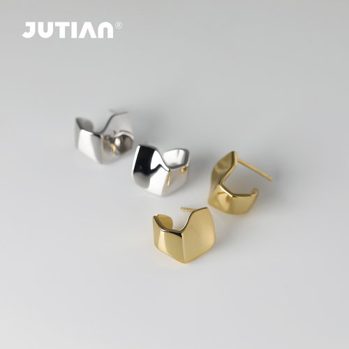 JUTIAN纯银冷淡风耳钉2025年新款