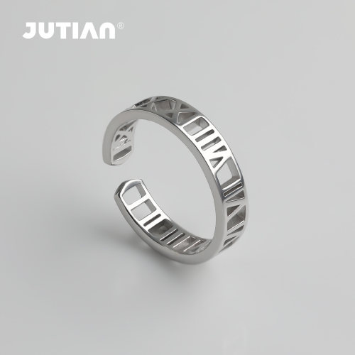 jutian罗马数字镂空ins金色戒指