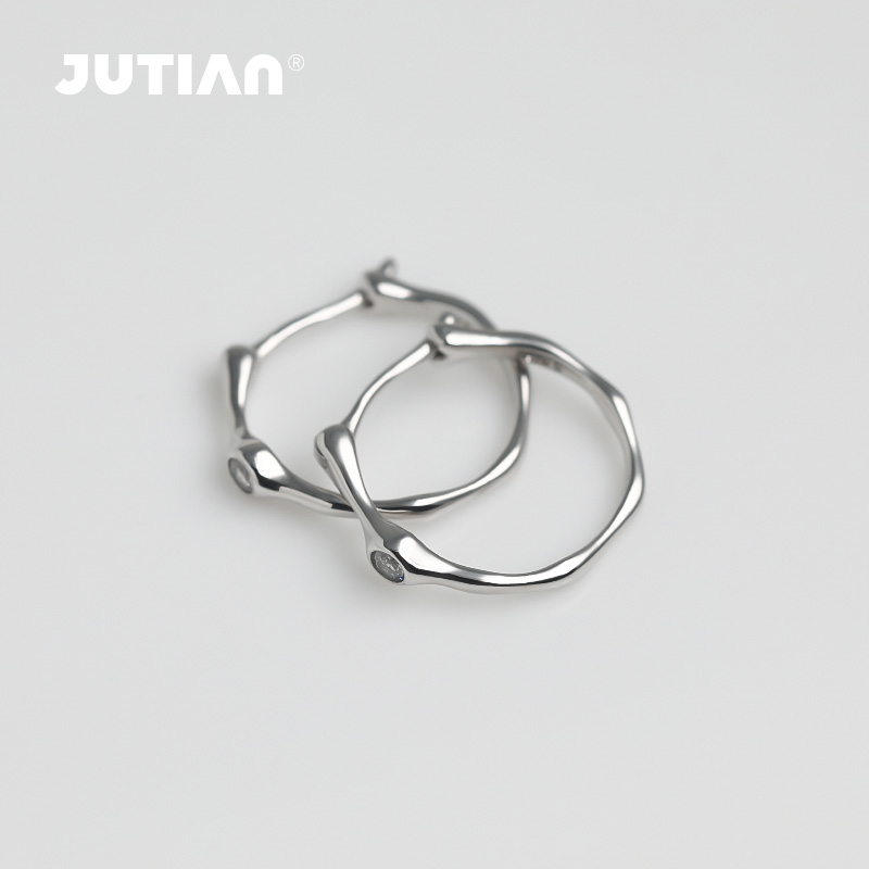 JUTIAN纯银耳扣精致锆石耳环