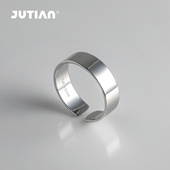 JUTIAN冷淡风韩版 纯银戒指女网红潮人ins圆球光面开口可调节指环