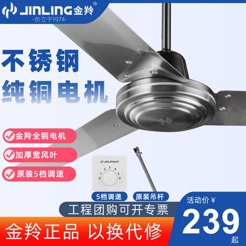 金羚家用纯铜吊扇不锈钢客厅餐厅