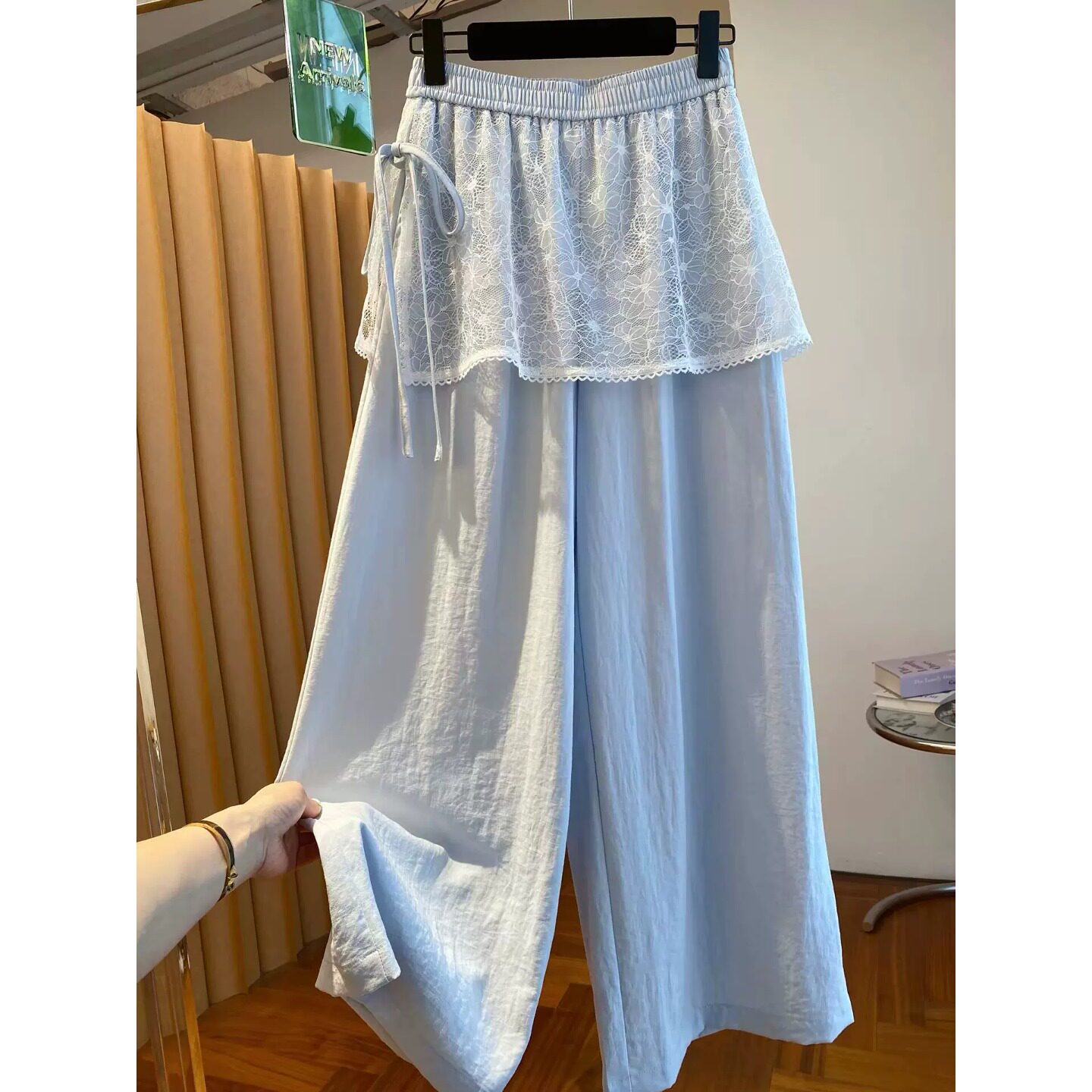 蕾丝屁帘阔腿裤女夏季薄款休闲裤