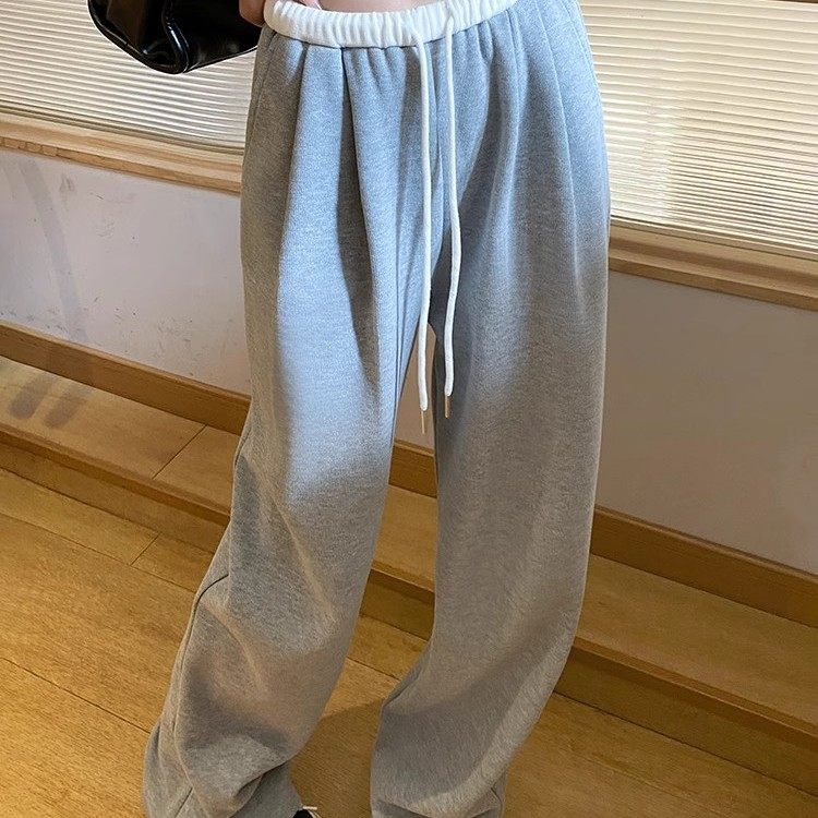 清仓捡漏灰色拼接阔腿裤女夏季