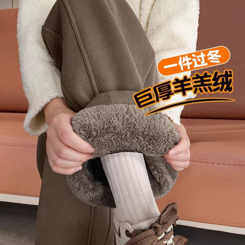 清仓捡漏灯芯绒加绒阔腿裤女秋冬外穿羊羔绒棉裤直筒加厚香蕉裤子,女装/女士精品,大码裤装,淘宝优惠券,粉丝福利购,淘宝优惠卷