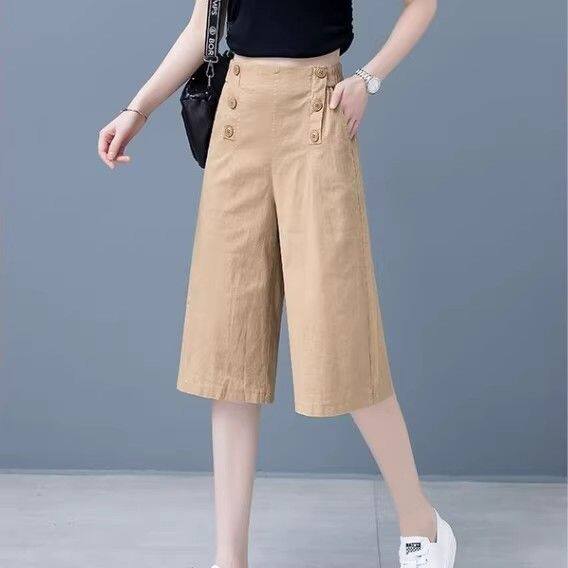 纯棉七分工装裤女2026夏季阔腿裤
