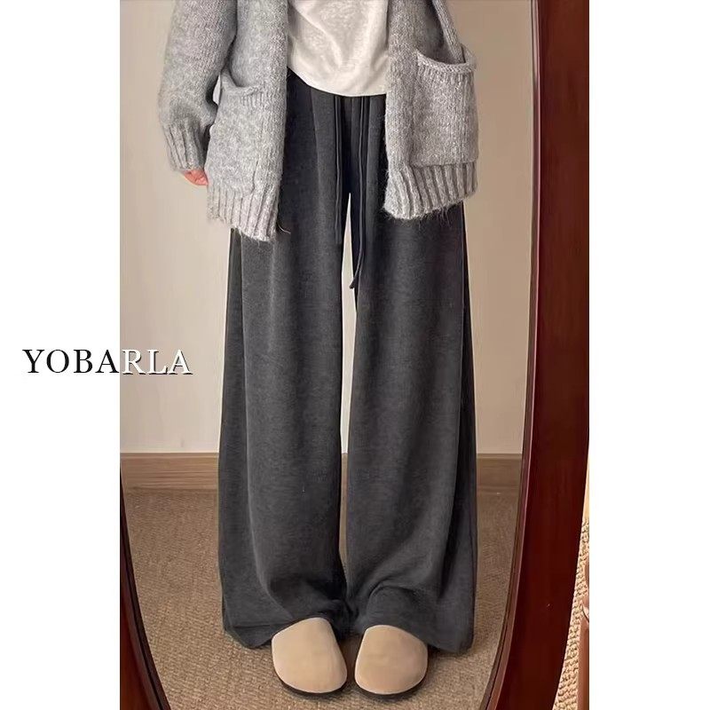 清仓捡漏灰色糯米休闲裤女冬季加绒宽松垂感梨形身材显瘦直筒裤子,女装/女士精品,大码裤装,淘宝优惠券,粉丝福利购,淘宝优惠卷