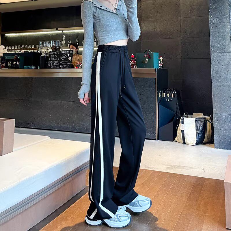 清仓捡漏宽松阔腿裤女春秋黑色大码运动裤2026新款夏季裤子直筒裤