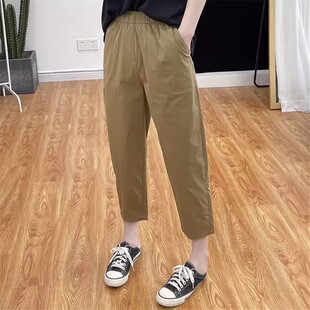 清仓捡漏~纯棉萝卜裤子女夏季薄款透气九分直筒裤百搭休闲小脚裤